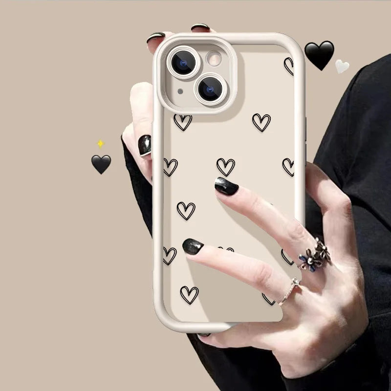 Love Heart Phone Case For iPhone 17 Cases iPhone 14 Pro Max 17 16 15 11 12 13 Pro Max 14 15 Plus 17 8 X XR XS Max Siicone Cover