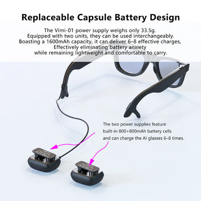 Portable Charging Dock Travel-Friendly Design Charging Adapter Power Supply Accessories for Meta Smart Glasses Accessories