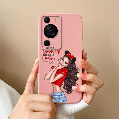 Cases Covers For Huawei P60 Pro Phone Bags Pretty Flower Liquid Soft Silicone Camera Protection Bumper For Huawei P60 Art Fundas