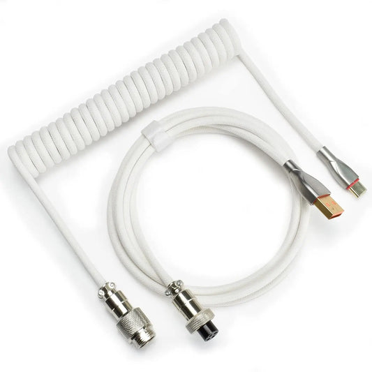 Braided Keyboard Cables 1.6m Coiled Type-C to USB A Detachable Aviator Connector.for Gaming Keyboard/Tablet USB C Double-Sleeved