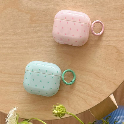 Cute Fresh Pink Green Polka Point Shockproof Protective Cover For AirPods 1 2 3 4 Pro Soft Couple Bow Case with Charm Pendant