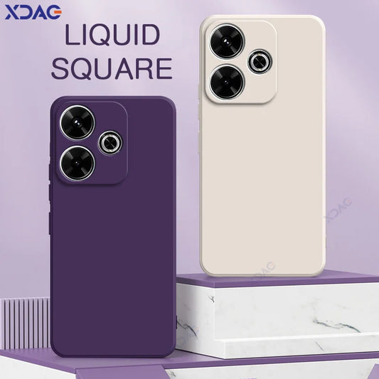 Luxury Dual Layer Cellphones Cases Covers for Xiaomi Redmi 13 4G 5G Camera Protection Redmi13 Soft Square Liquid Silicone Armor