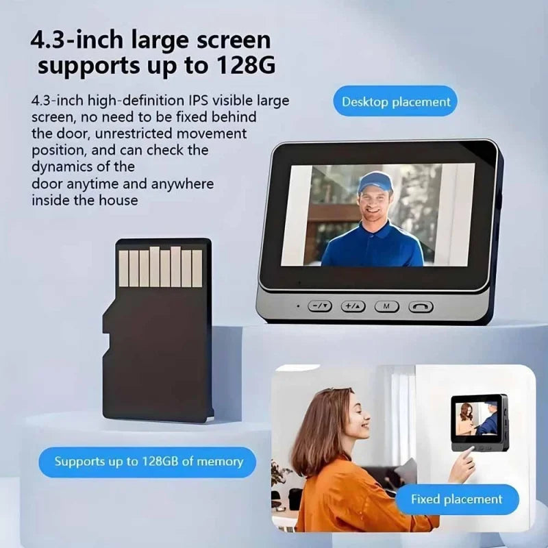 Smart WiFi 2.4G Wireless Doorbells Video Intercom Camera Inteligente Night Vision 4.3inch HD Screen For Security Home Apartment