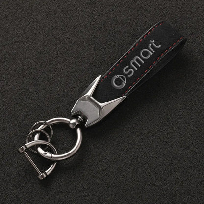 High Grade Suede Leather Car Keychain Key Rings with SMART LOGO for Smart 451 Brabus Smart 453 Fortwo Forfour car accessories