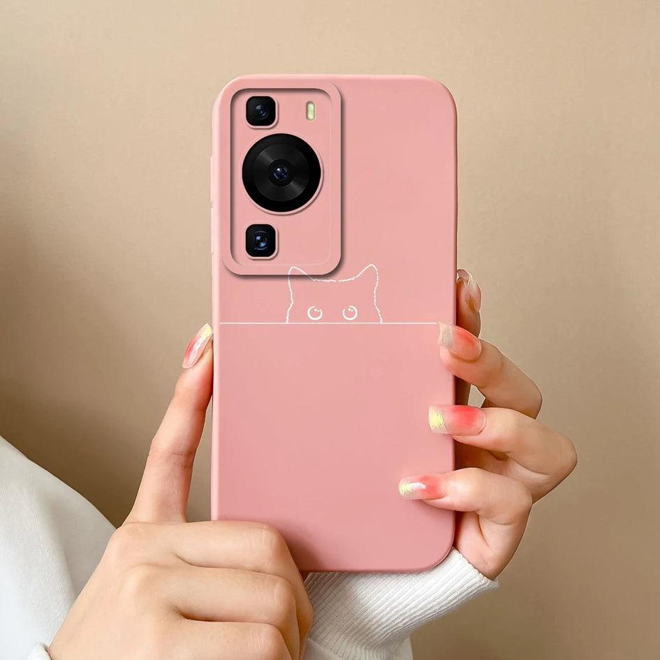 Cases Covers For Huawei P60 Pro Phone Bags Pretty Flower Liquid Soft Silicone Camera Protection Bumper For Huawei P60 Art Fundas