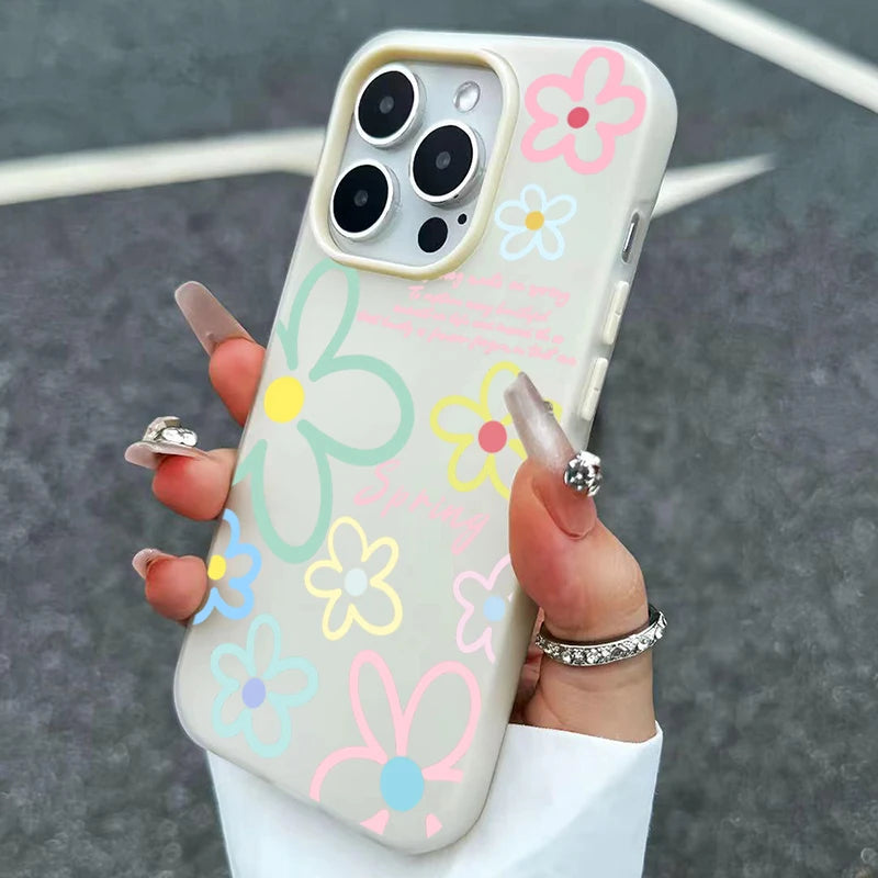 Spring Flower Pattern Phone Case For iPhone 17 16 Pro Max Cases iPhone 17e 16e 11 15 12 13 14 Pro Max Air X XS XR 7 8 Plus Cover