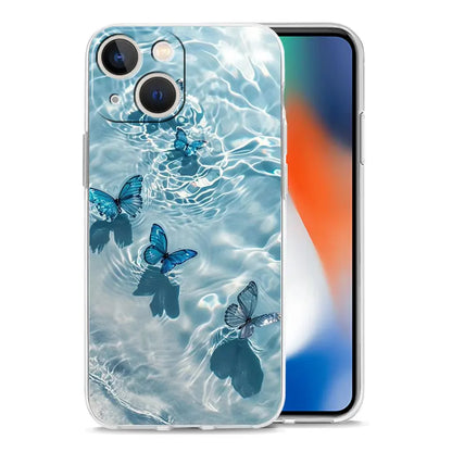 Phone Case For iPhone 17 Cases iPhone Air 16 15 12 13 14 Pro Max 7 8 Plus 16Pro iPhone11 Cover Blue Butterfly Ocean Waves