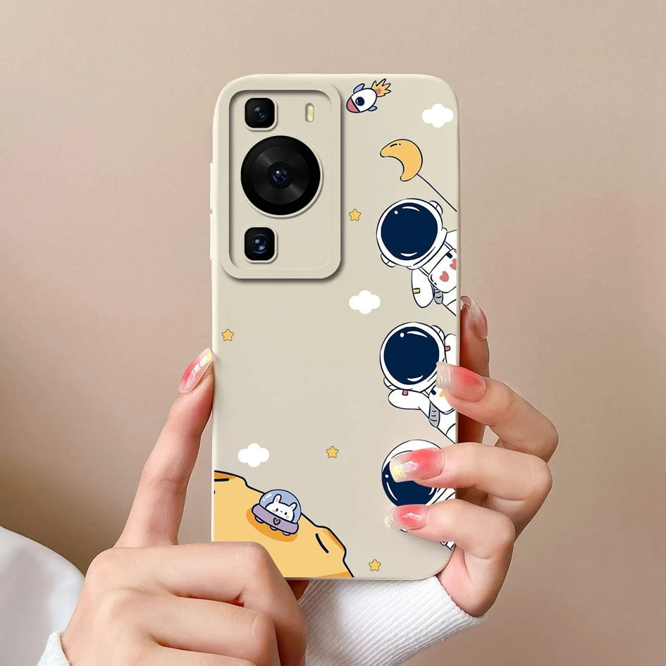 Cases Covers For Huawei P60 Pro Phone Bags Pretty Flower Liquid Soft Silicone Camera Protection Bumper For Huawei P60 Art Fundas