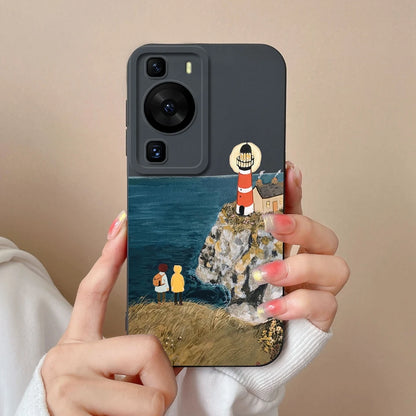 Cases Covers For Huawei P60 Pro Phone Bags Pretty Flower Liquid Soft Silicone Camera Protection Bumper For Huawei P60 Art Fundas