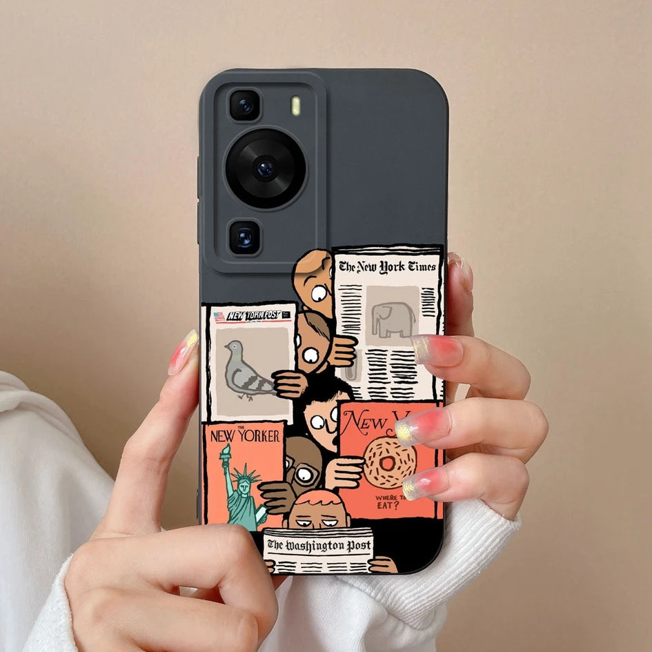 Cases Covers For Huawei P60 Pro Phone Bags Pretty Flower Liquid Soft Silicone Camera Protection Bumper For Huawei P60 Art Fundas