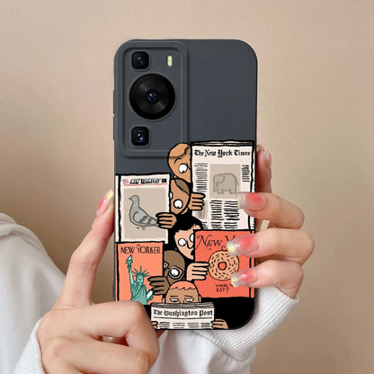 Cases Covers For Huawei P60 Pro Phone Bags Pretty Flower Liquid Soft Silicone Camera Protection Bumper For Huawei P60 Art Fundas