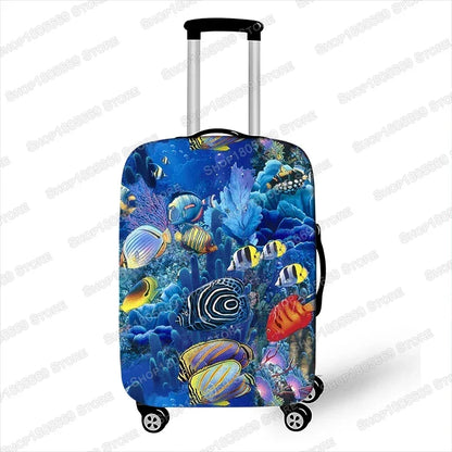 Funny Underwater Sea Animal Print Luggage Cover Elastic Suitcase Cover for Travelling Anti-dust Trolley Cases Covers