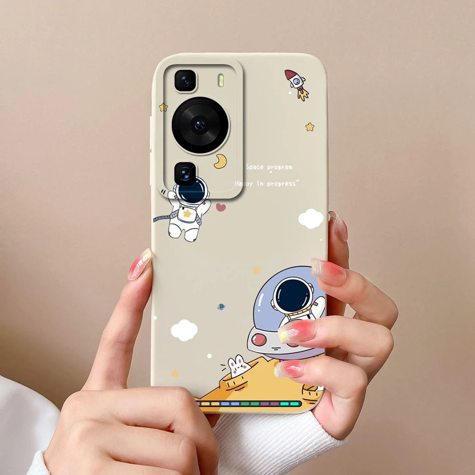 Cases Covers For Huawei P60 Pro Phone Bags Pretty Flower Liquid Soft Silicone Camera Protection Bumper For Huawei P60 Art Fundas