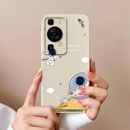 Cases Covers For Huawei P60 Pro Phone Bags Pretty Flower Liquid Soft Silicone Camera Protection Bumper For Huawei P60 Art Fundas