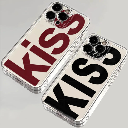 Kiss English Phone Cases For iPhone 17 16 15 14 Plus 13 12 11 Pro Max Plus 17 Air Transparent Silicone Cover Coque