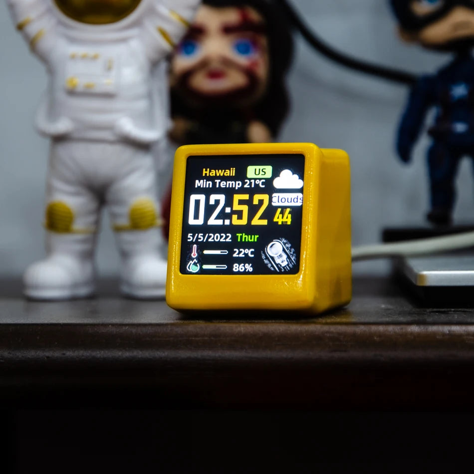 GeekMagic Ultra Portable Smart Wifi Weather Station Display Weather Temperature Humidity Time Alarm Clock Desktop Decoration