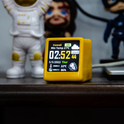 GeekMagic Ultra Portable Smart Wifi Weather Station Display Weather Temperature Humidity Time Alarm Clock Desktop Decoration