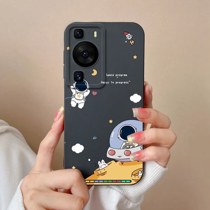 Cases Covers For Huawei P60 Pro Phone Bags Pretty Flower Liquid Soft Silicone Camera Protection Bumper For Huawei P60 Art Fundas
