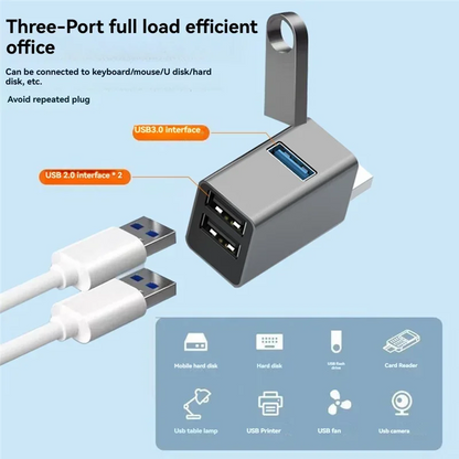 USB Hub 3 Ports High Speed USB Splitter Fast Data Transfer Portable Mini USB Extender for PC Computer Desktop Laptop USB A Hub