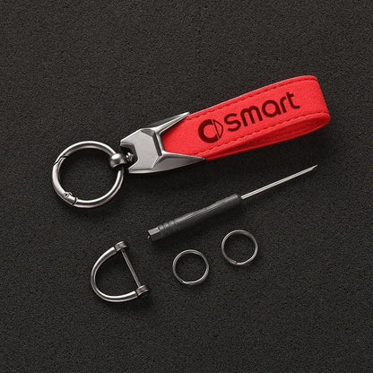 High Grade Suede Leather Car Keychain Key Rings with SMART LOGO for Smart 451 Brabus Smart 453 Fortwo Forfour car accessories