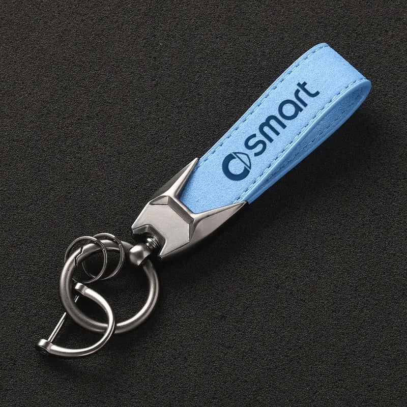 High Grade Suede Leather Car Keychain Key Rings with SMART LOGO for Smart 451 Brabus Smart 453 Fortwo Forfour car accessories