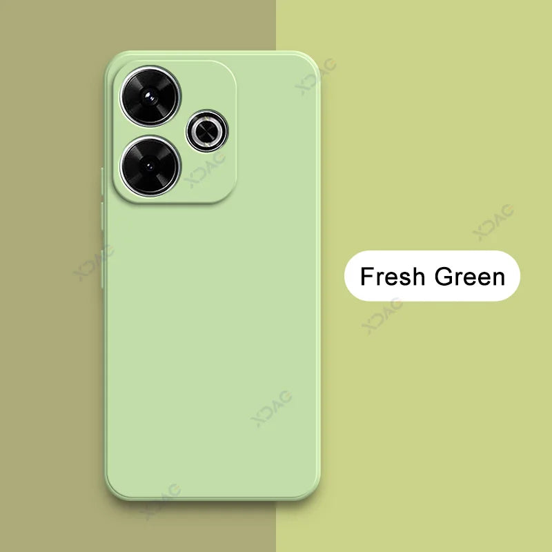 Luxury Dual Layer Cellphones Cases Covers for Xiaomi Redmi 13 4G 5G Camera Protection Redmi13 Soft Square Liquid Silicone Armor