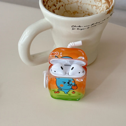 Cute 3D Juice Box Cartoon AirPods Case for AirPods 1/2, AirPods 3/4 Pro Pro2 Pro3 Shockproof Protective Cover with Anti-Lost Hoo