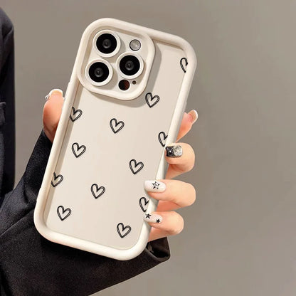Love Heart Phone Case For iPhone 17 Cases iPhone 14 Pro Max 17 16 15 11 12 13 Pro Max 14 15 Plus 17 8 X XR XS Max Siicone Cover