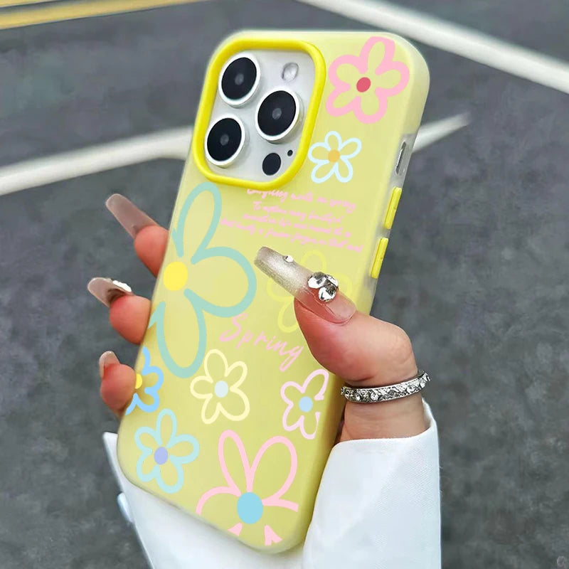 Spring Flower Pattern Phone Case For iPhone 17 16 Pro Max Cases iPhone 17e 16e 11 15 12 13 14 Pro Max Air X XS XR 7 8 Plus Cover