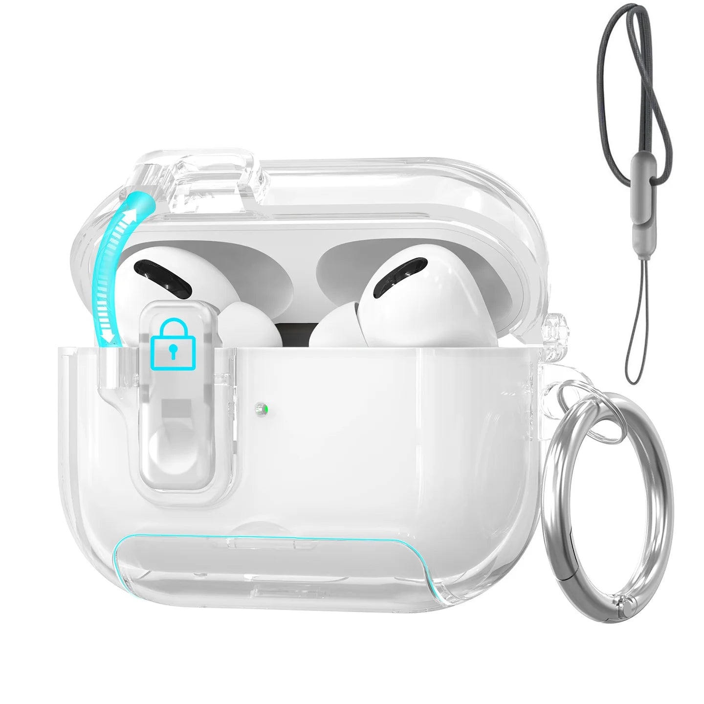 2025 For AirPods Pro 3 Case with Secure Lock & Lanyard For AirPods Pro3 Case Protective Cover with Phone Stand For AirPods Pro 3