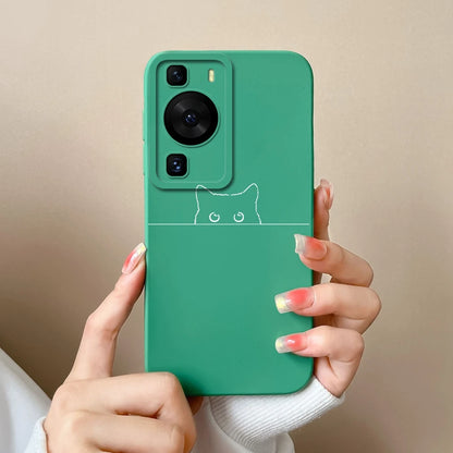 Cases Covers For Huawei P60 Pro Phone Bags Pretty Flower Liquid Soft Silicone Camera Protection Bumper For Huawei P60 Art Fundas