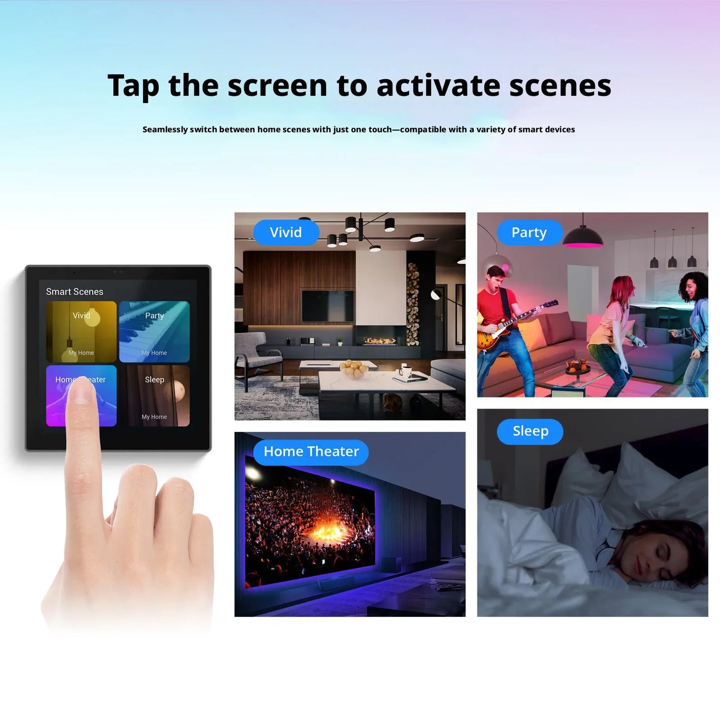Smart Home 86 Multi Functional Central Control Screen WiFi Switch Panel Touch Screen Home Security Zigbee Voice Gateway